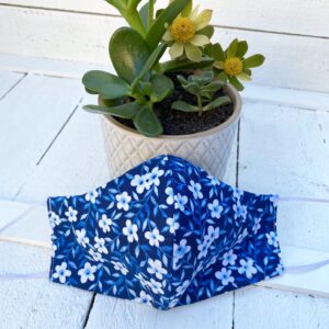 Blue and White Floral Face Mask